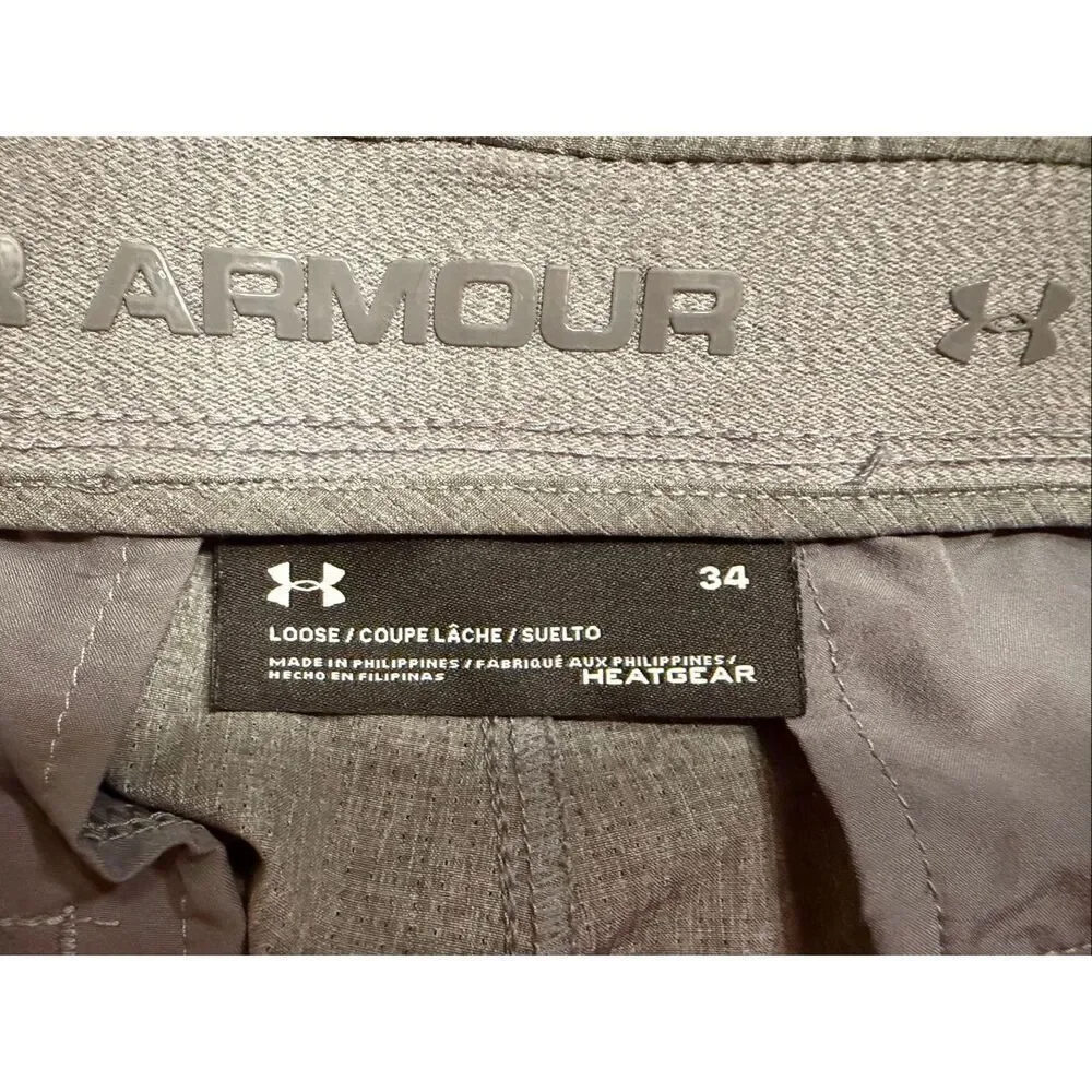 Under Armour Men’s Gray Heat Gear Loose Fit Golf Shorts Size 34 (7037)